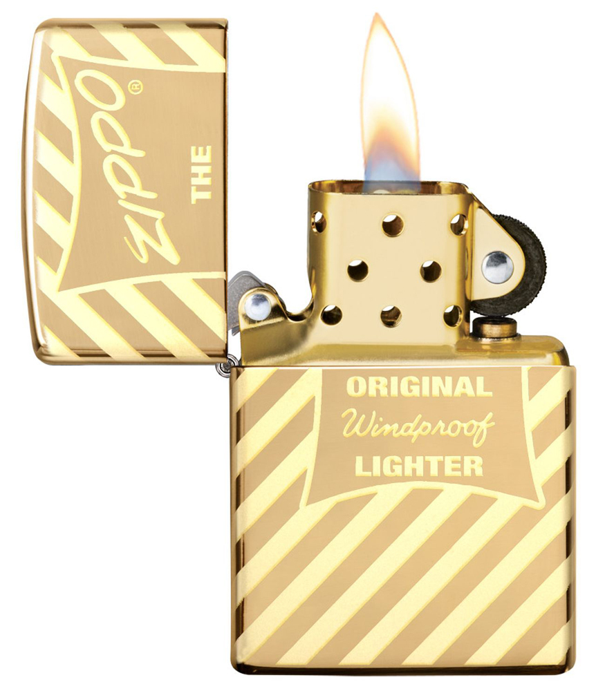 Зажигалка ZIPPO Vintage Zippo Box Top с покрытием High Polish Brass, латунь/сталь, золотистая, глянцевая, 36x12x56 мм - фото 2