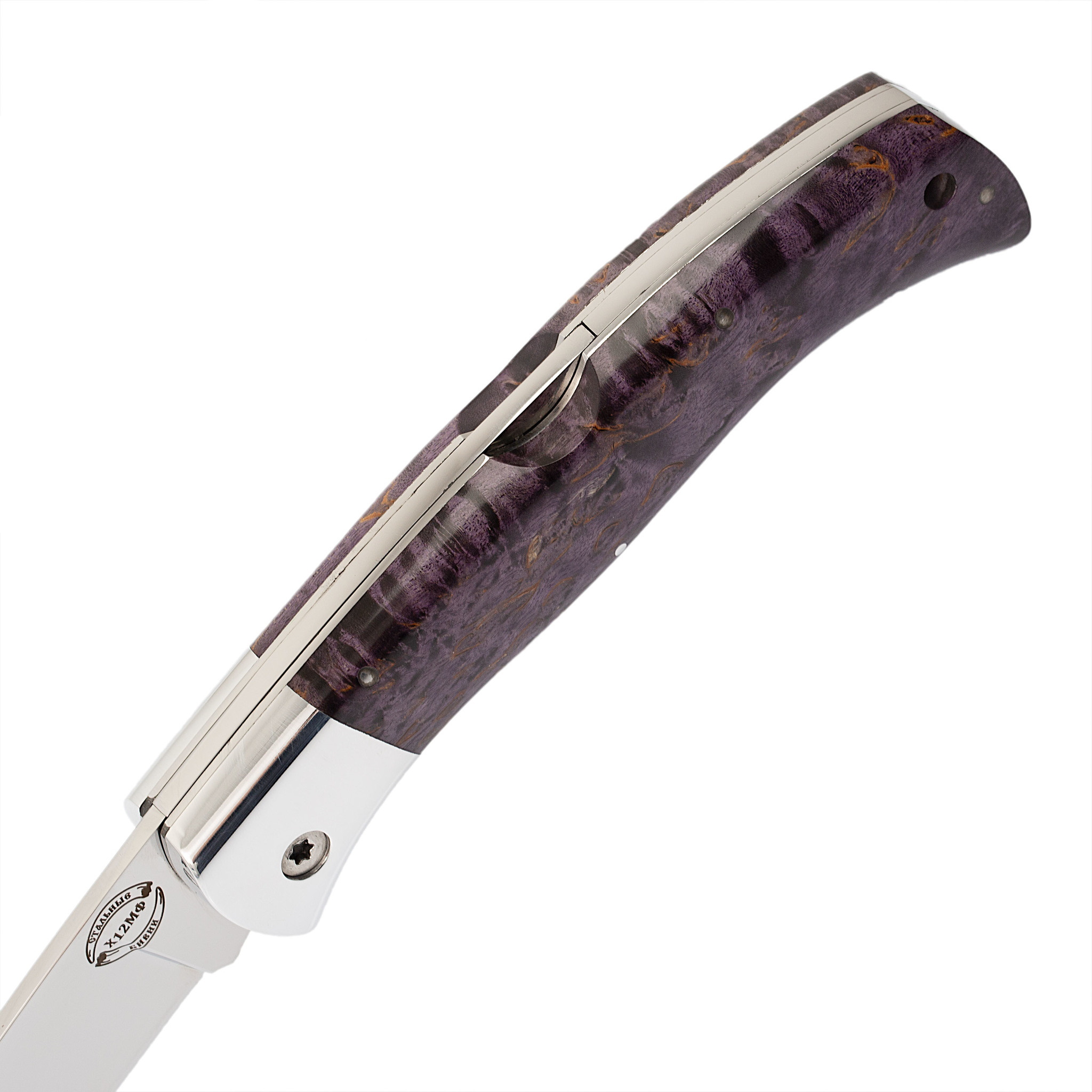 Складной Якутский нож, сталь Х12МФ, карельская береза - фото 3