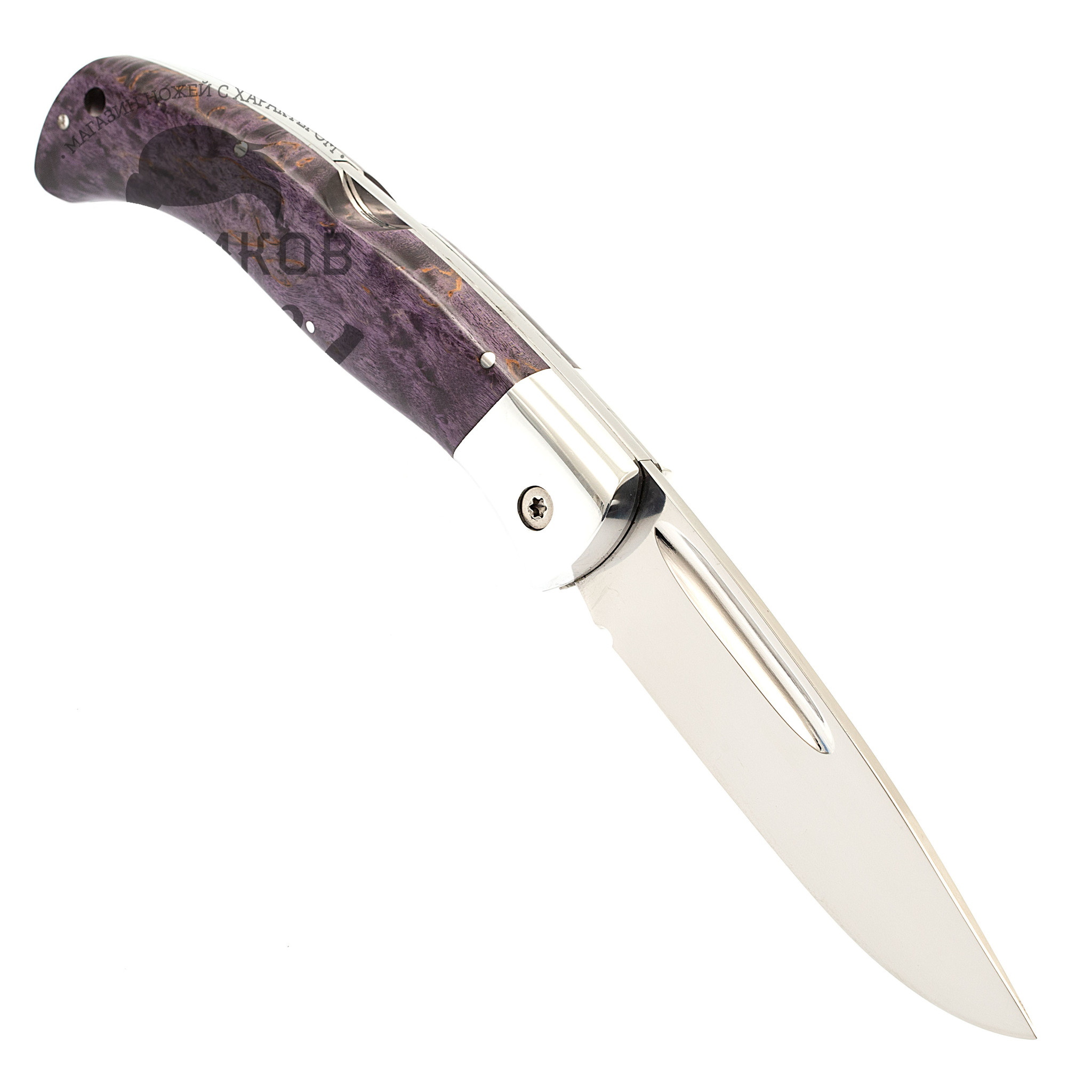 Складной Якутский нож, сталь Х12МФ, карельская береза - фото 4