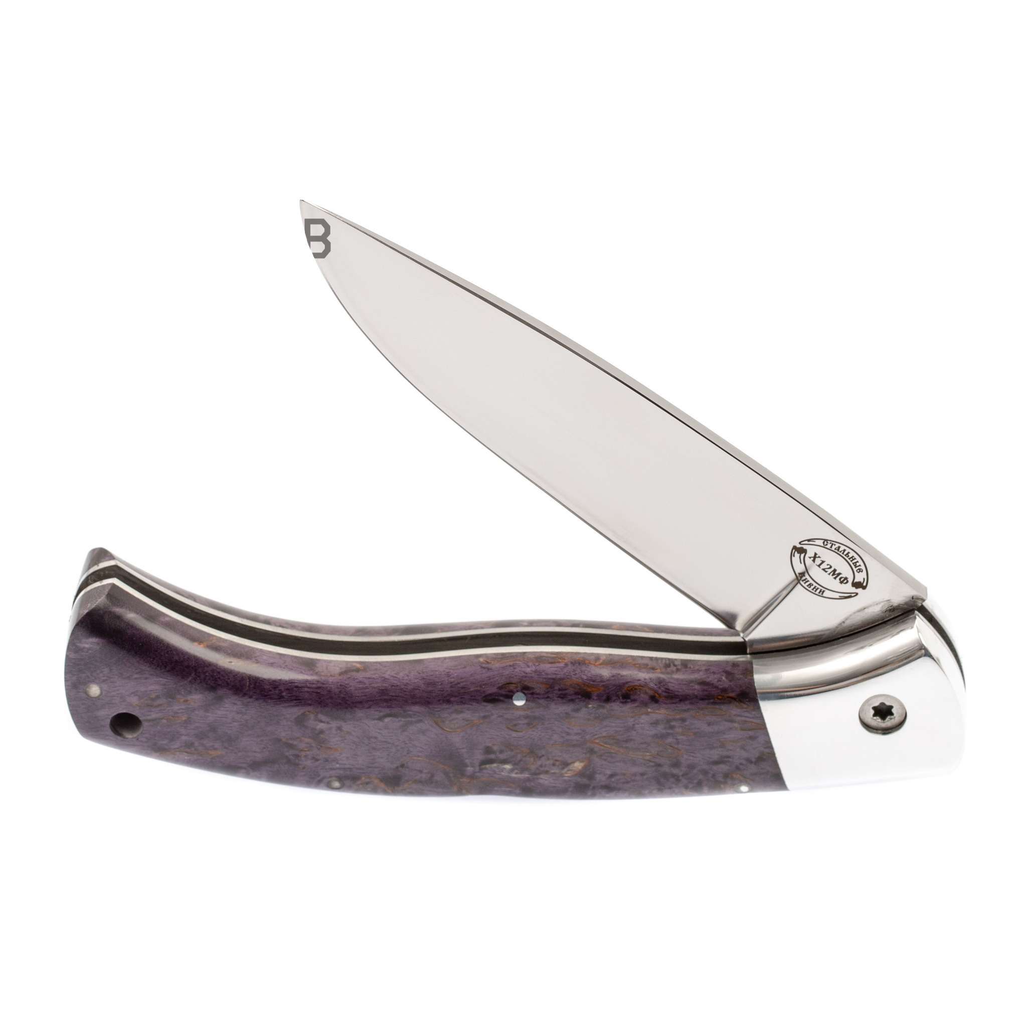 Складной Якутский нож, сталь Х12МФ, карельская береза - фото 5