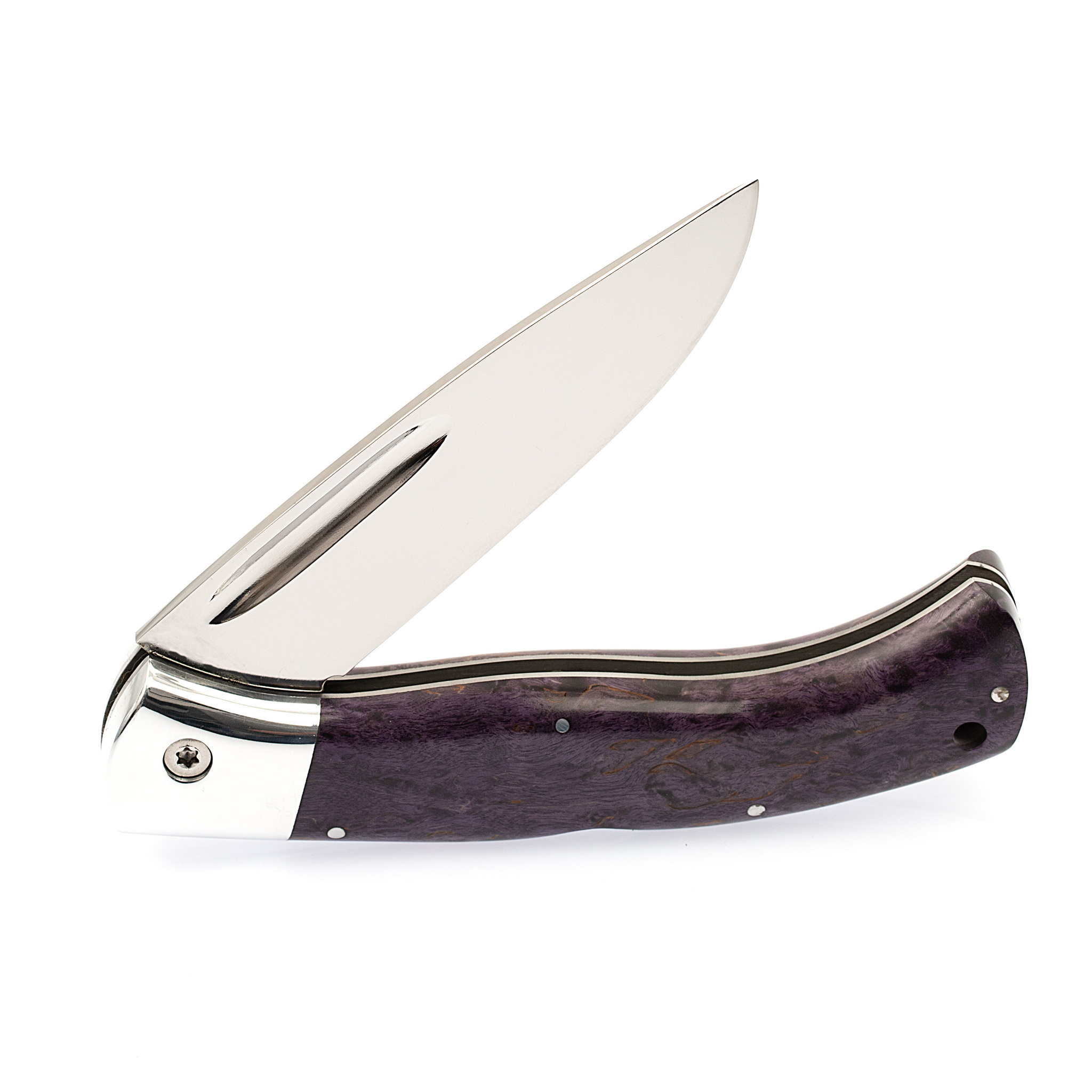 Складной Якутский нож, сталь Х12МФ, карельская береза - фото 6