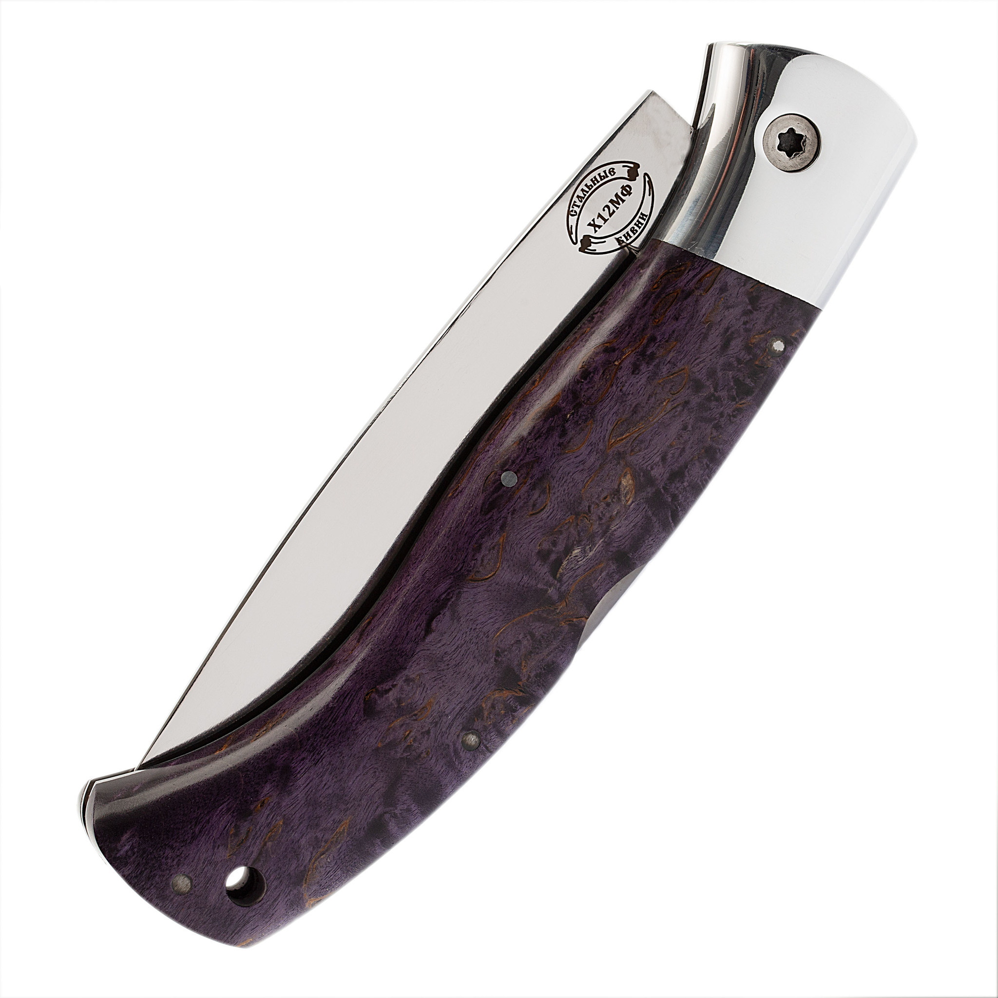 Складной Якутский нож, сталь Х12МФ, карельская береза - фото 7