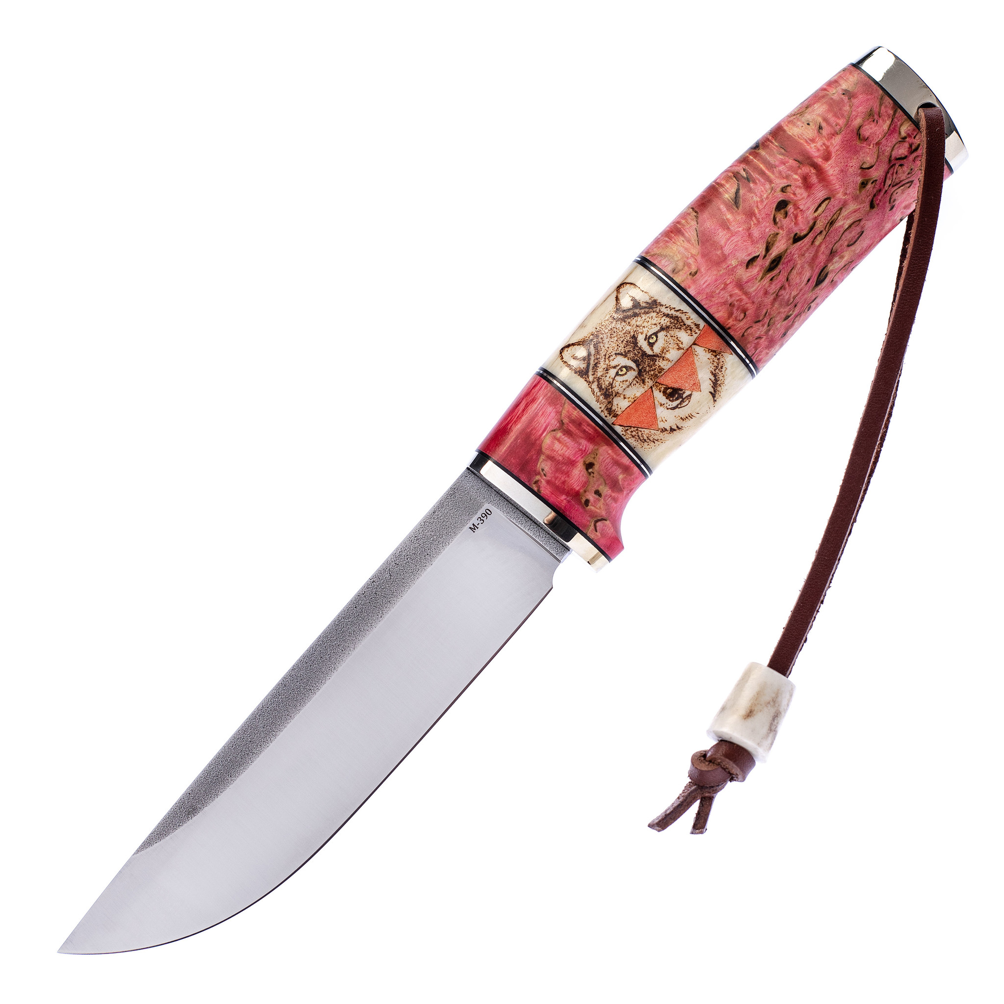 Нож Лиман, сталь М390, карельская береза, рог оленя, скрим-шоу