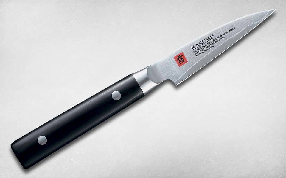 фото Нож кухонный для чистки овощей 80 мм kasumi 82008, сталь vg-10, рукоять дерево