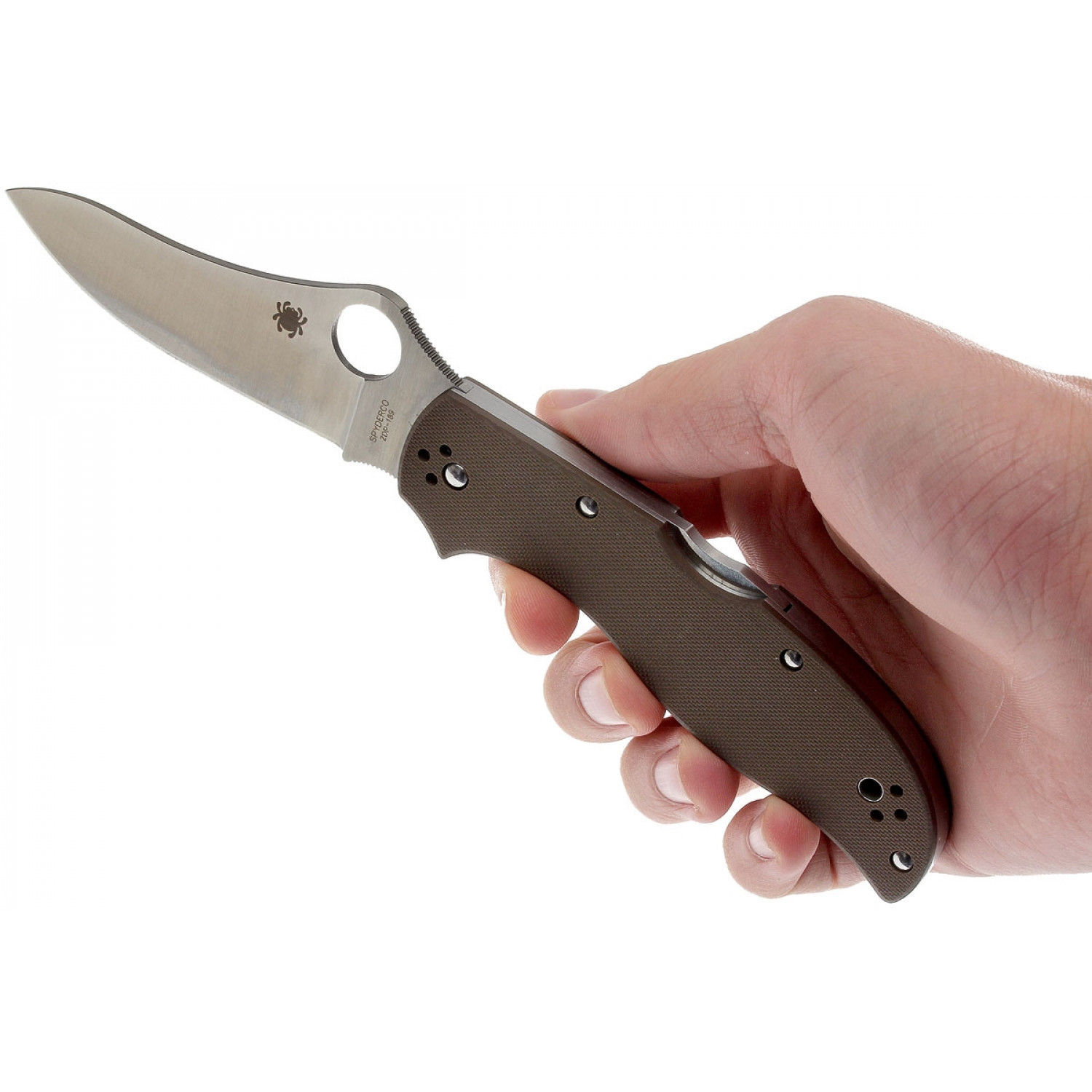 Нож складной Stretch 2 Spyderco 90GBNPE2, сталь ZDP-189 Satin Plain, рукоять стеклотекстолит G10, коричневый - фото 2