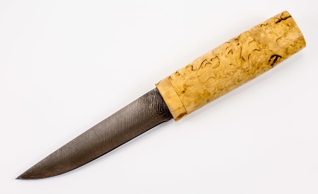Нож Якутский малый, сталь дамаск, карельская береза нож кухонный универсал 1 х12мф карельская береза мельхиор