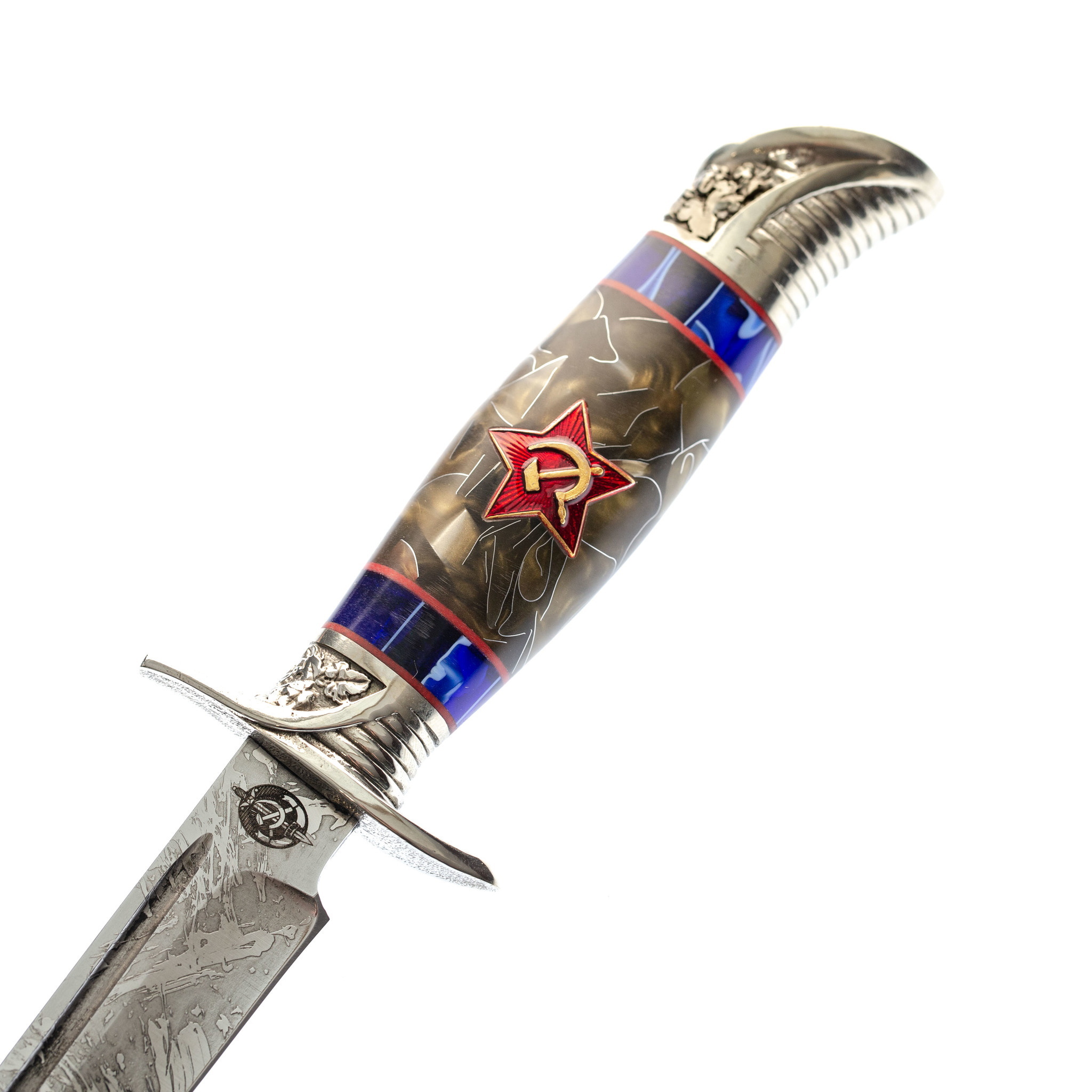 Нож Финка НКВД со звездой, сталь Х12МФ, коричневый акрил - фото 3
