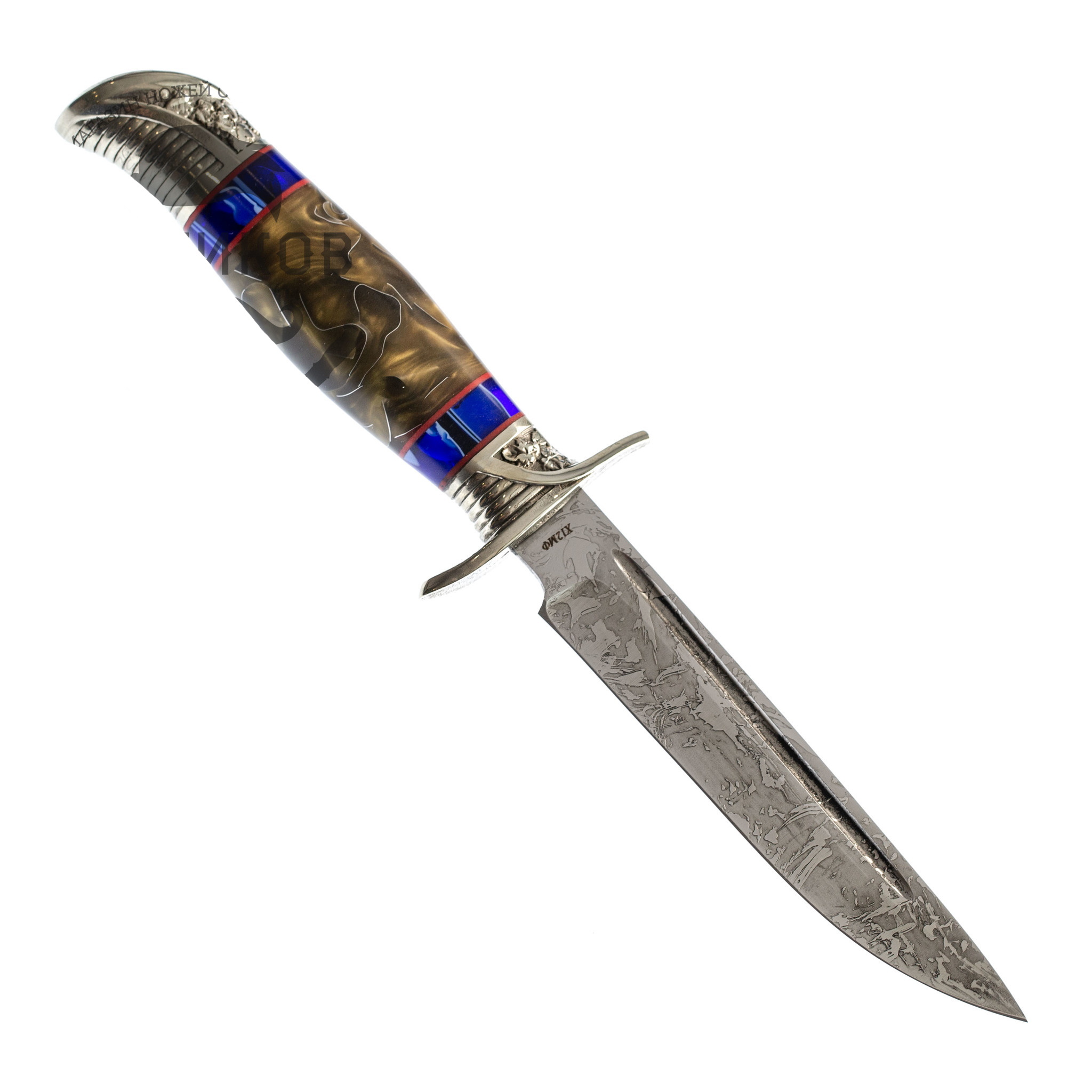 Нож Финка НКВД со звездой, сталь Х12МФ, коричневый акрил - фото 5