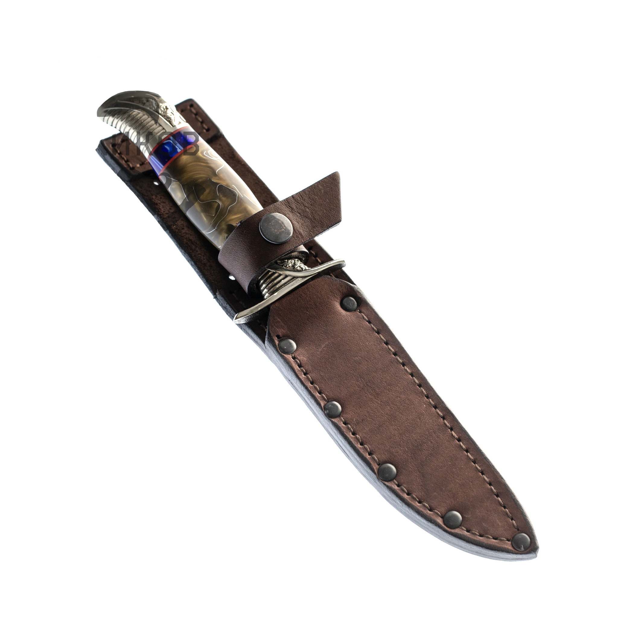 Нож Финка НКВД со звездой, сталь Х12МФ, коричневый акрил - фото 6