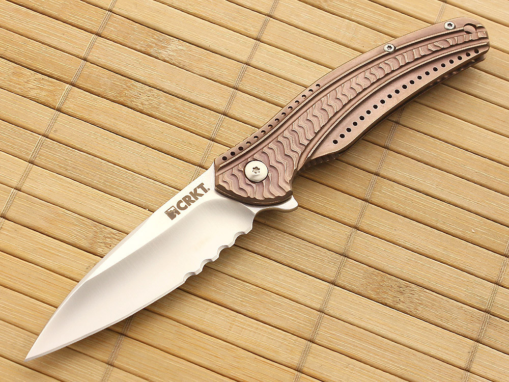 Складной нож Ripple Combo Edge, Bronze Coating Stainless Steel Handle (IKBS® Flipper)
