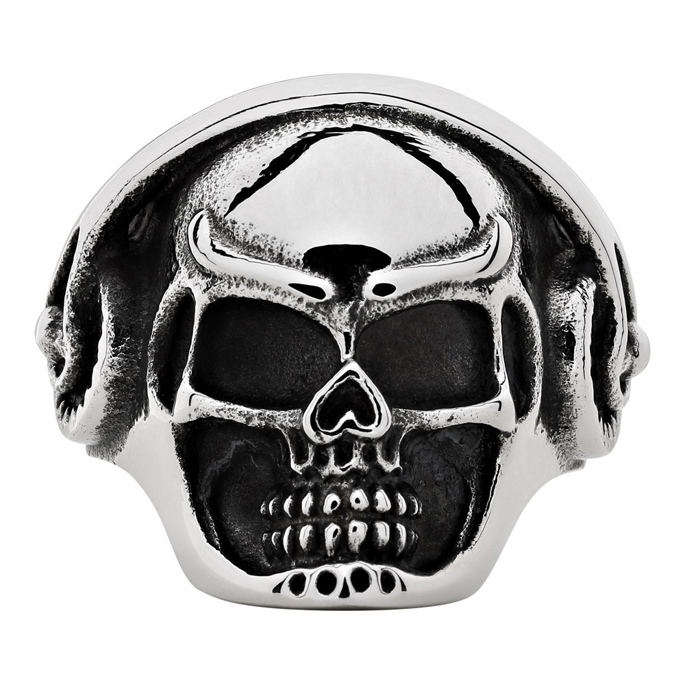 Кольцо мужское ZIPPO, серебристое, в форме черепа, нержавеющая сталь, диаметр 20,4 мм, Мужские аксессуары, Кольца
