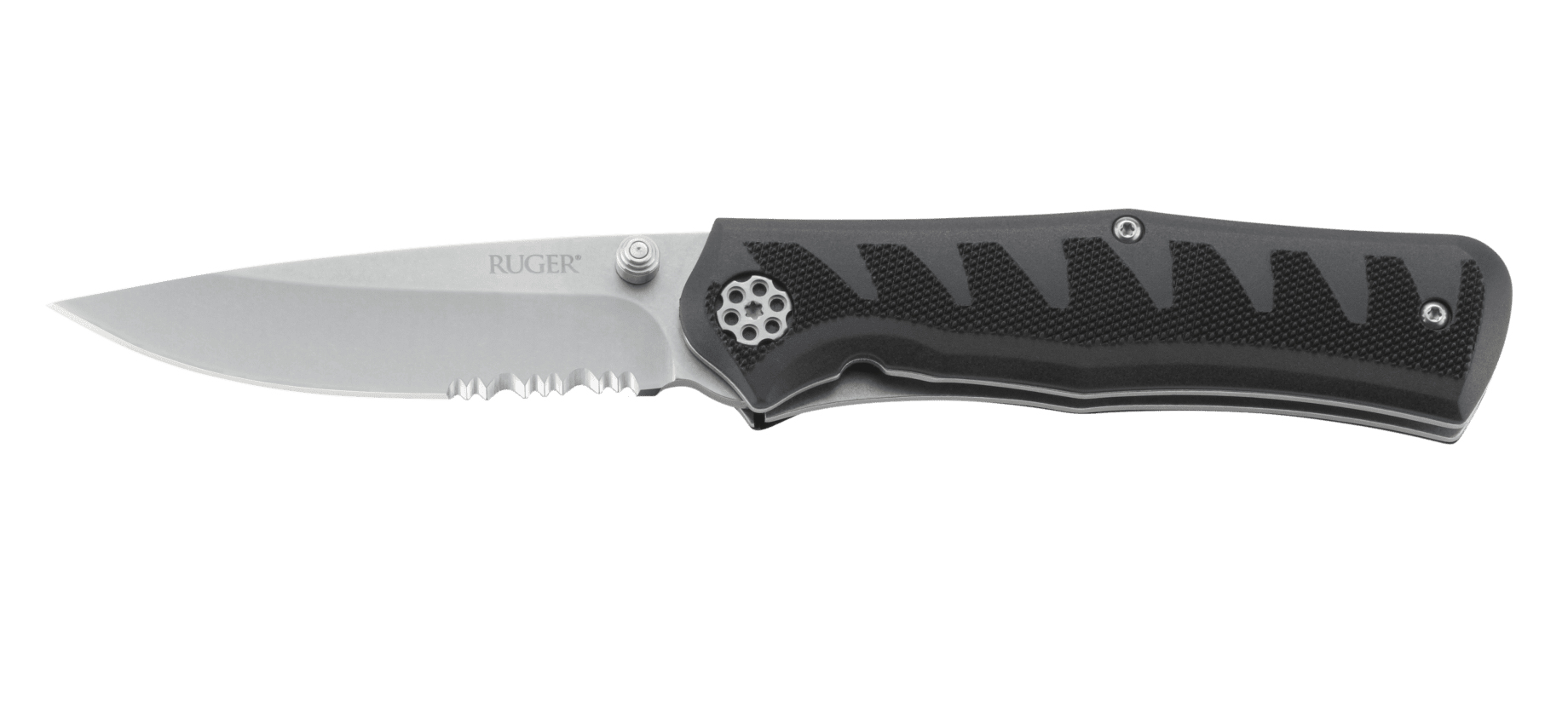 фото Полуавтоматический складной нож ruger® knives crack-shot™ compact, сталь 8cr13mov stonewashed combo, рукоять термопластик grn crkt