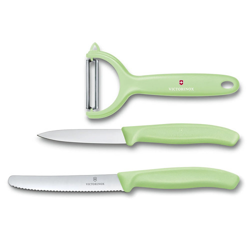 Набор - два ножа и овощечистка Victorinox, зеленый