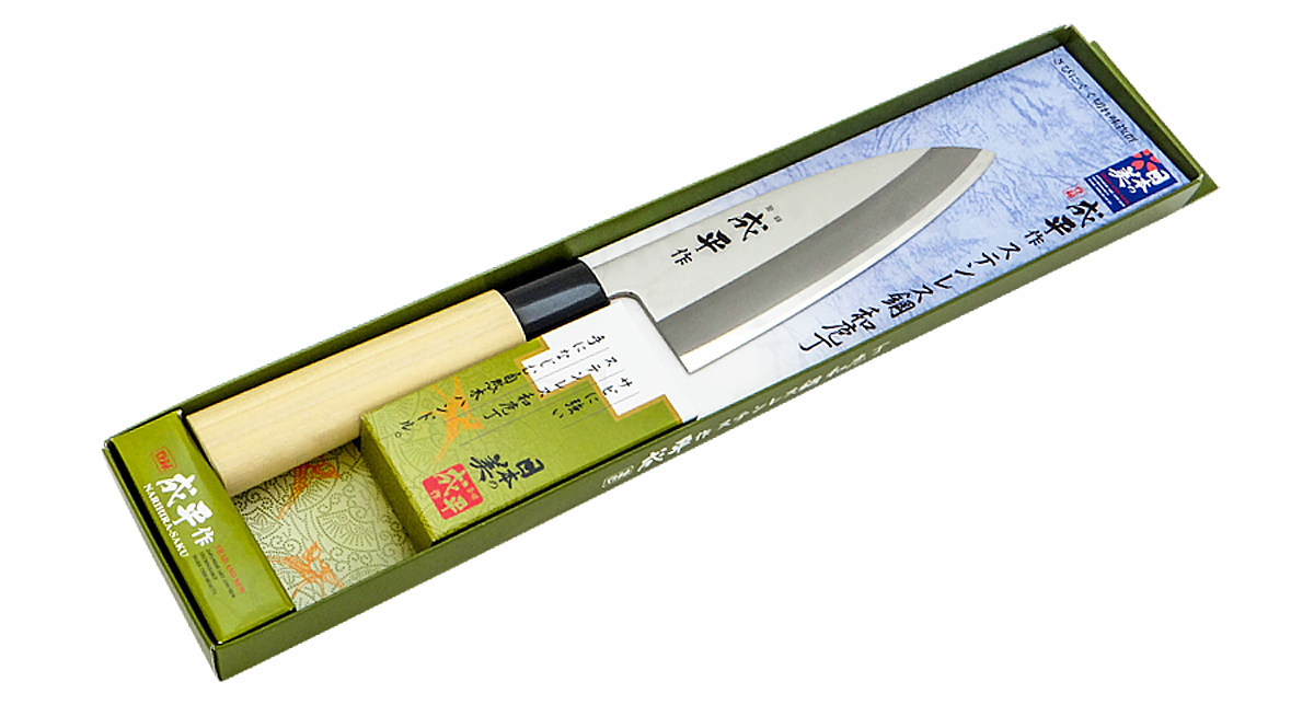 фото Нож кухонный деба, narihira, tojiro, fc-70, сталь aus-8, дуб, в картонной коробке
