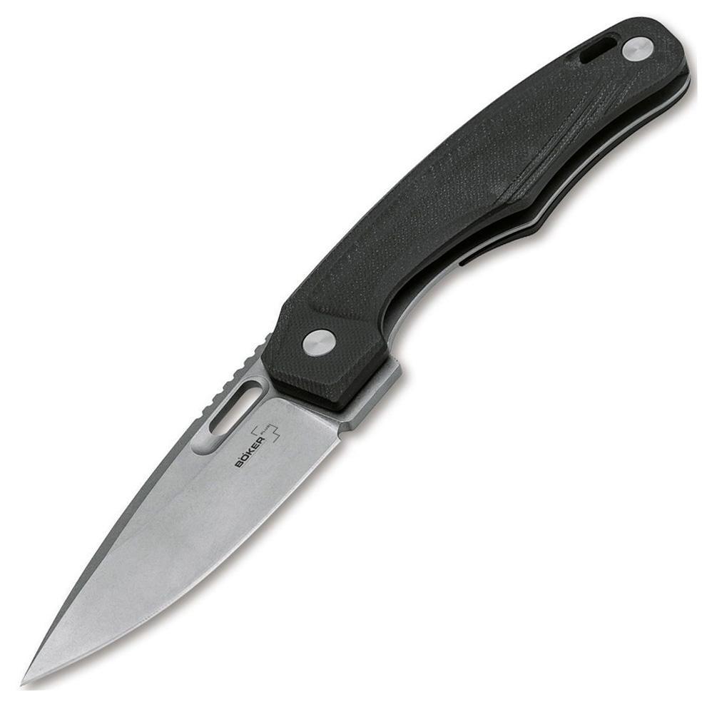 Нож складной Boker Plus Boris Manasherov Design Warbird, сталь лезвия D2 Stonewash Plain, рукоять стеклотекстолит G10, чёрный, 01BO754