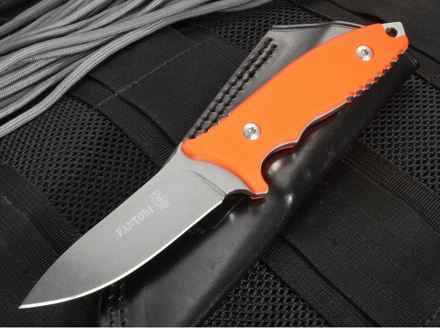 Нож с фиксированным клинком Fantoni, HB Fixed, FAN/HBFxSwOrLBk, сталь CPM-S35VN, рукоять стеклотекстолит G-10, оранжевый от Ножиков