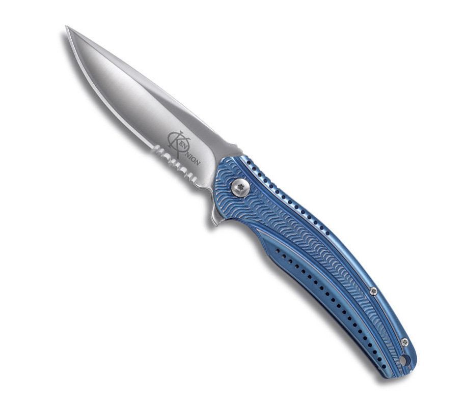 фото Складной нож crkt ripple blue, сталь acuto 440, рукоять нержавеющая сталь 420j2