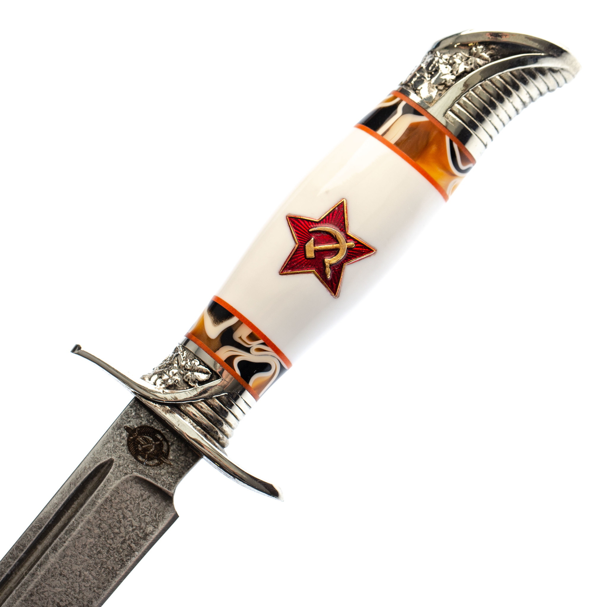 Нож Финка НКВД со звездой, сталь булат, белый акрил - фото 3
