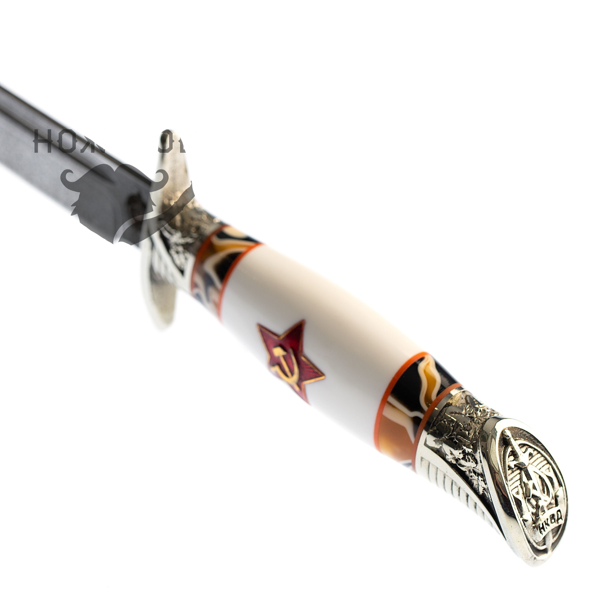 Нож Финка НКВД со звездой, сталь булат, белый акрил - фото 5