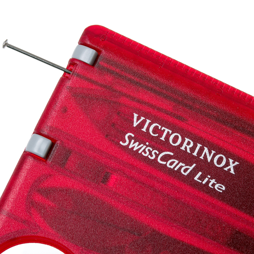 Швейцарская карта Victorinox SwissCard Lite, сталь X50CrMoV15, рукоять ABS-пластик, полупрозрачный красный, блистер от Ножиков