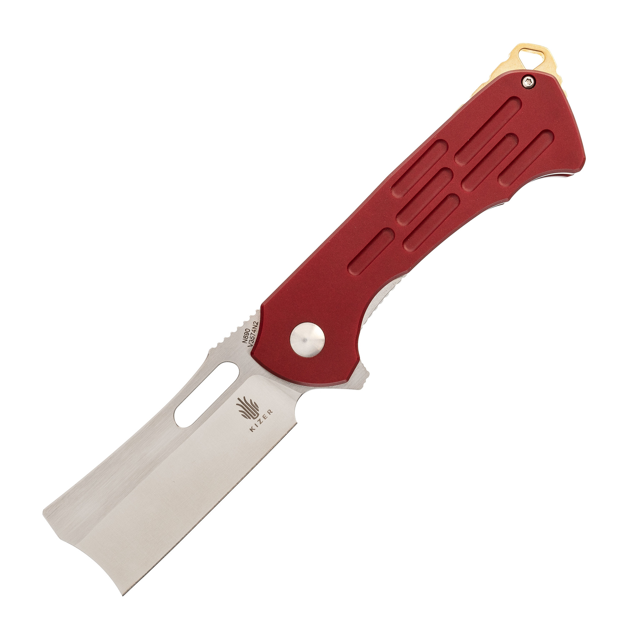 Складной нож Kizer Quatch, сталь N690, рукоять микарта, красный
