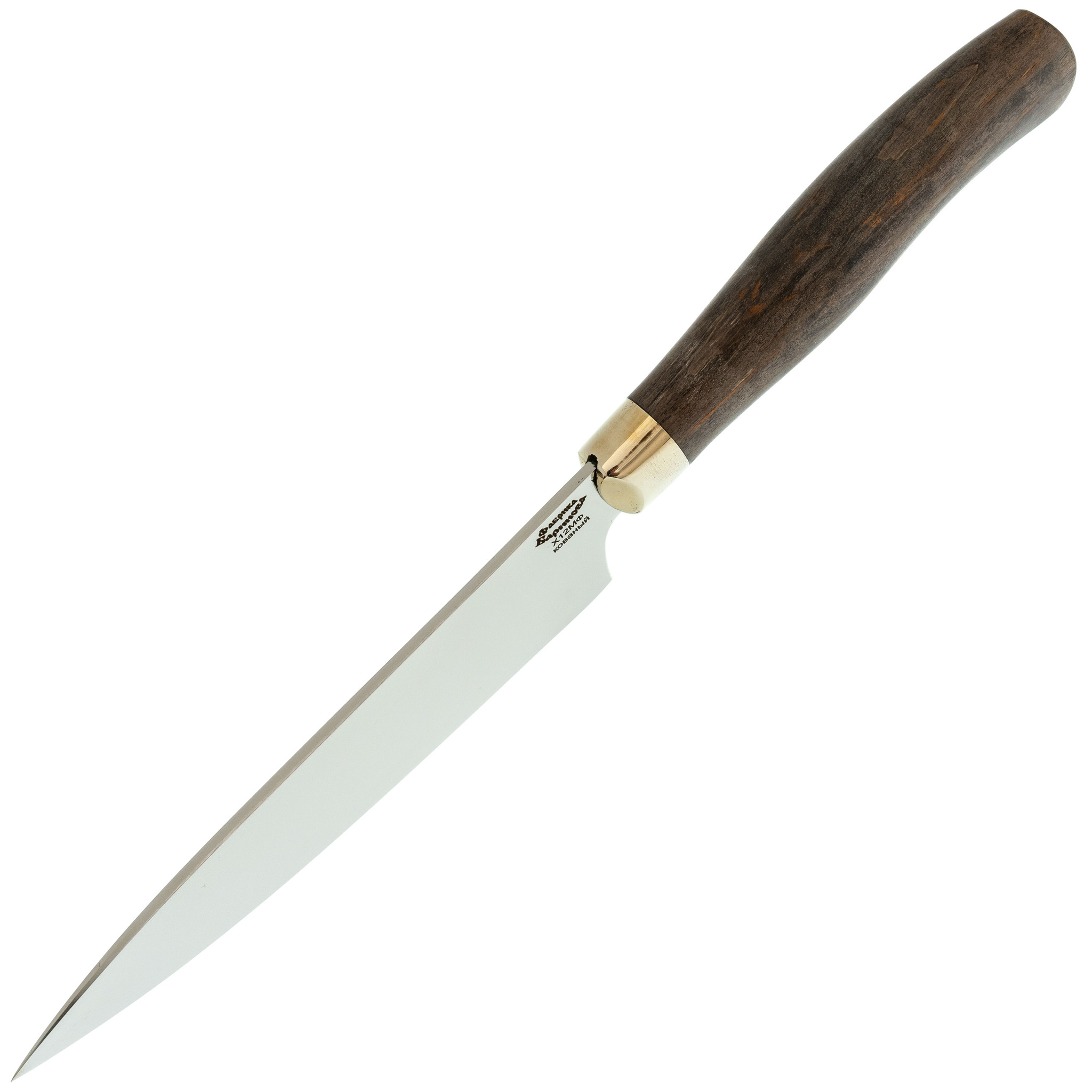 Нож кухонный Шеф-1  Х12МФ, карельская береза, мельхиор - фото 2