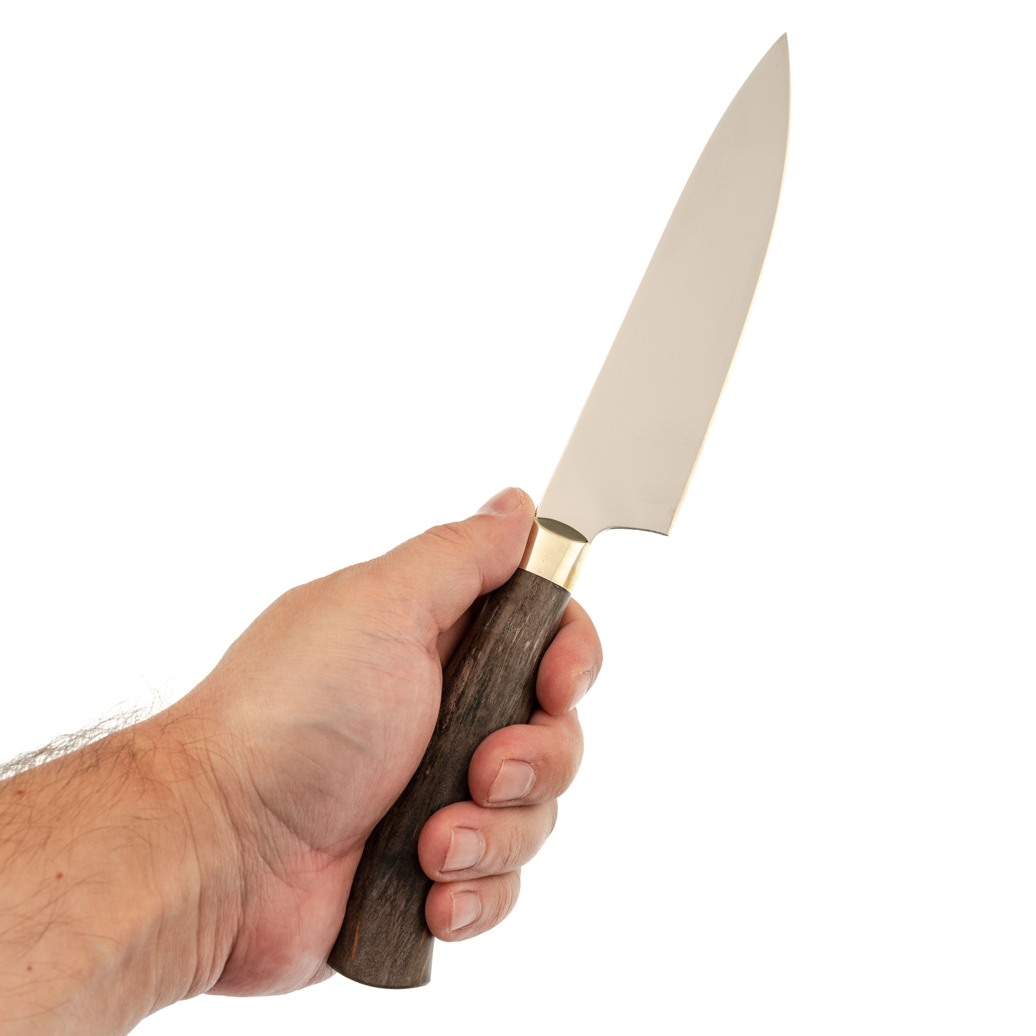 Нож кухонный Шеф-1  Х12МФ, карельская береза, мельхиор - фото 4