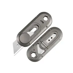 Фото Канцелярский нож CJRB Breeze, углеродистая сталь, рукоять сталь, серый