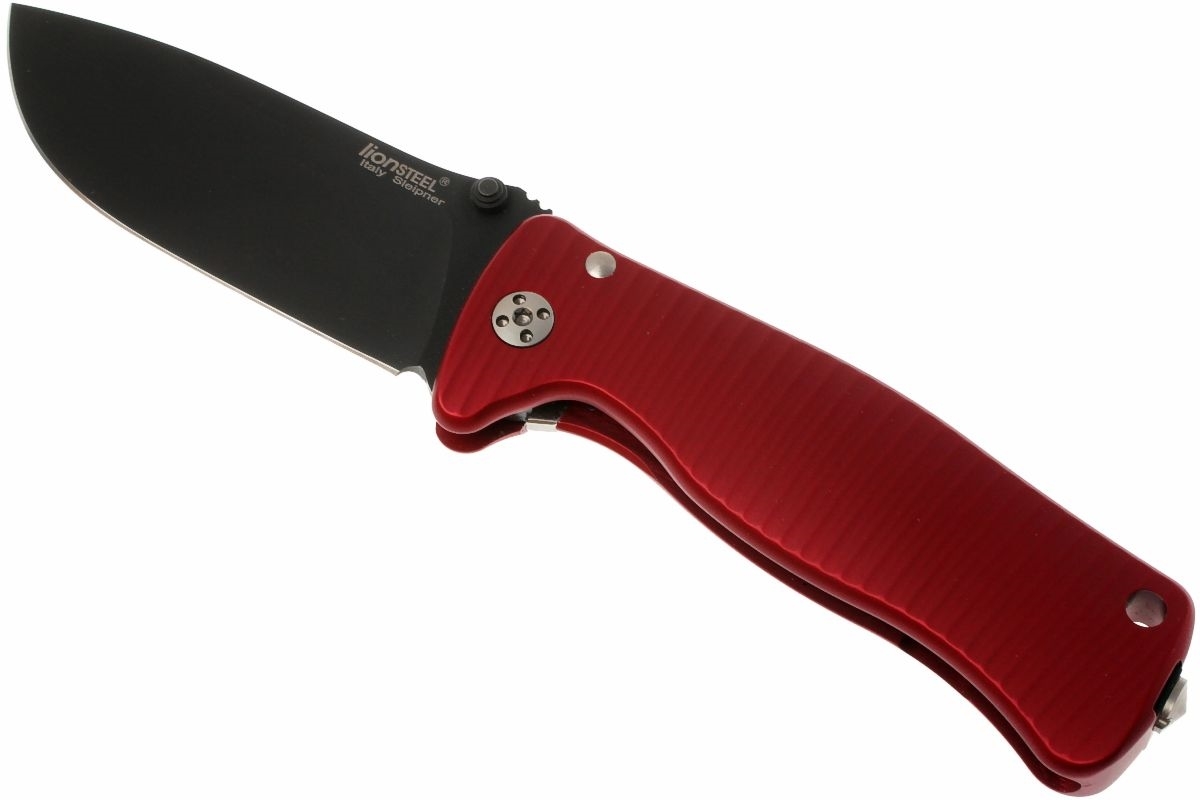 Нож складной LionSteel SR2A RB Mini, сталь Uddeholm Sleipner® Black Finish, рукоять алюминий (Solid®), красный - фото 7