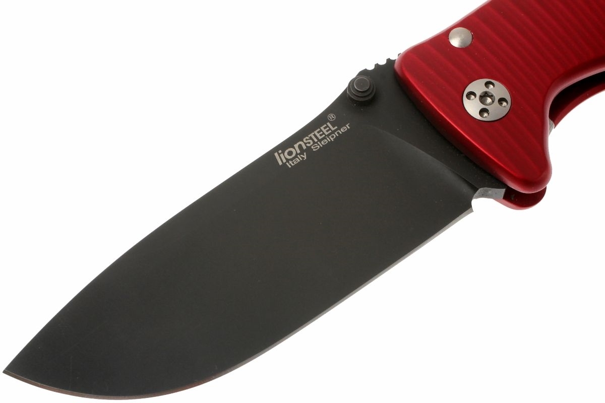 Нож складной LionSteel SR2A RB Mini, сталь Uddeholm Sleipner® Black Finish, рукоять алюминий (Solid®), красный - фото 8