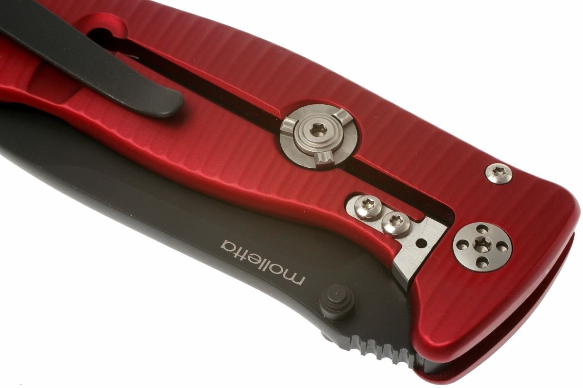 Нож складной LionSteel SR2A RB Mini, сталь Uddeholm Sleipner® Black Finish, рукоять алюминий (Solid®), красный - фото 10