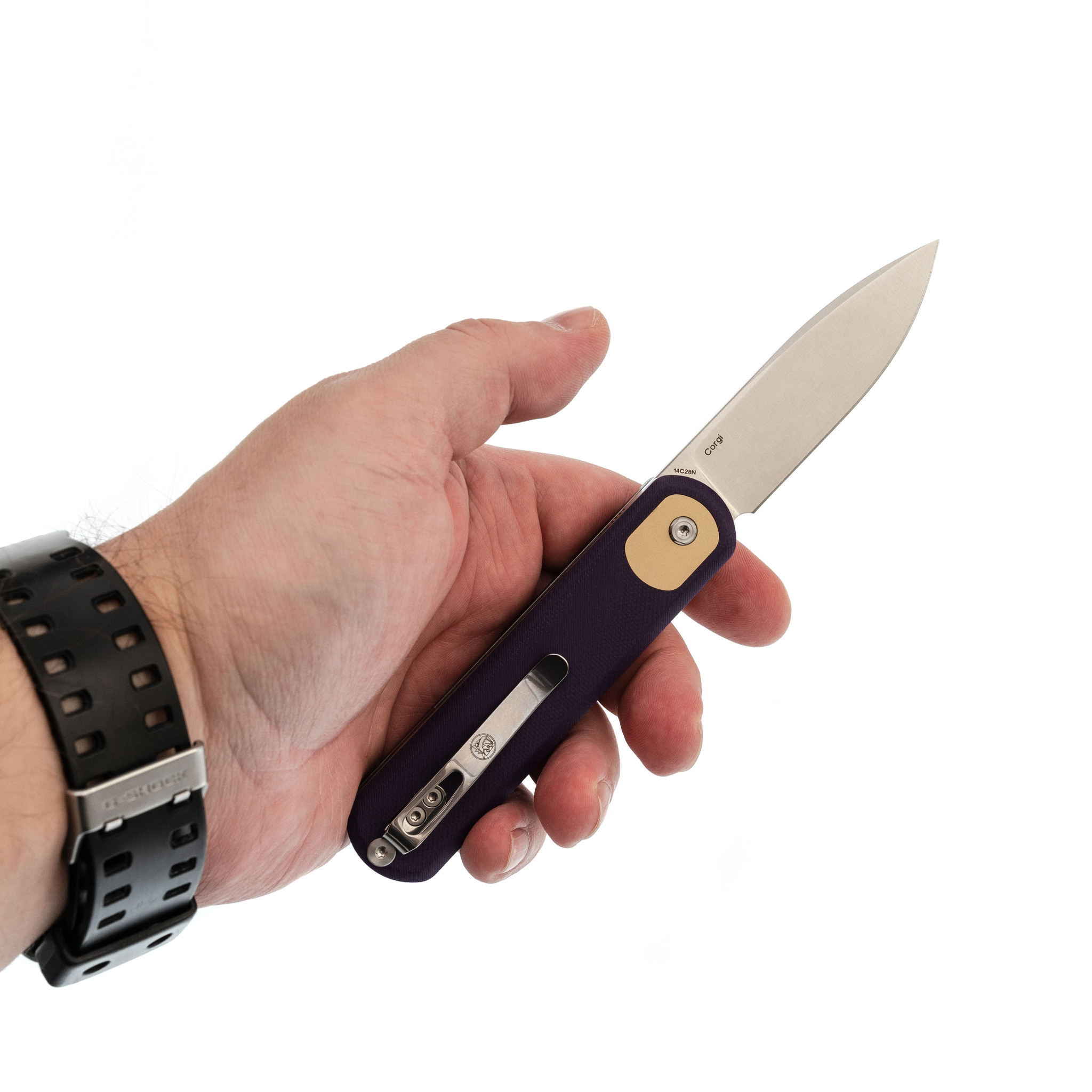 Складной нож Corgi Vosteed, сталь 14C28N, рукоять G10, фиолетовый - фото 6