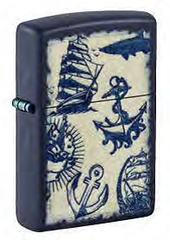 Фото Зажигалка ZIPPO Nautical Design с покрытием Navy Matte, латунь/сталь, синяя, матовая