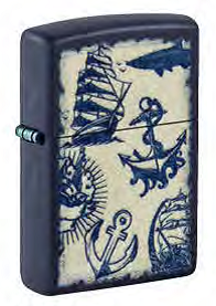 Зажигалка ZIPPO Nautical Design с покрытием Navy Matte, латунь/сталь, синяя, матовая