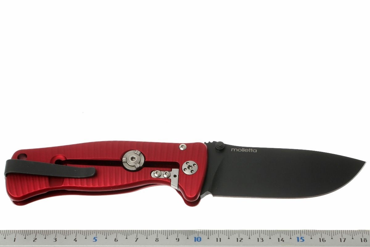 Нож складной LionSteel SR2A RB Mini, сталь Uddeholm Sleipner® Black Finish, рукоять алюминий (Solid®), красный - фото 3