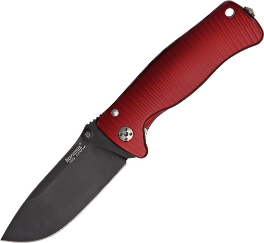Нож складной LionSteel SR2A RB Mini, сталь Uddeholm Sleipner® Black Finish, рукоять алюминий (Solid®), красный - фото 1