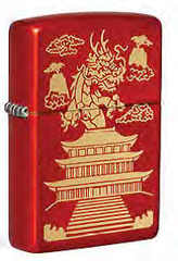 Фото Зажигалка ZIPPO Eastern Design с покрытием Metallic Red, латунь/сталь, красная