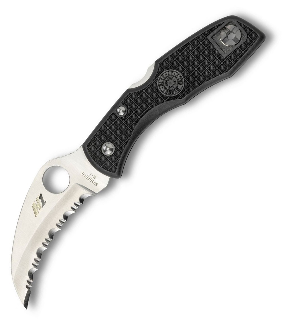 Нож складной Tasman Salt™ Spyderco 106SBK, сталь H1 Satin Plain, рукоять термопластик FRN, чёрный