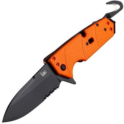 фото Складной нож hogue elishewitz karma drop point, клинок черный, сталь 154cm, рукоять оранжевый g10
