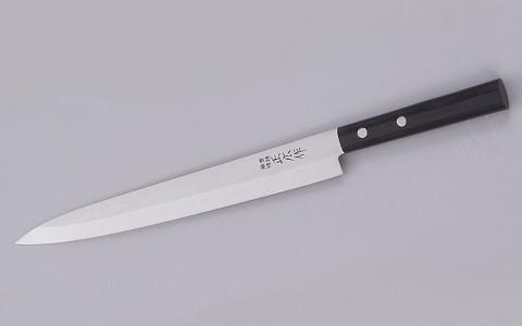 Нож кухонный Янагиба 270 мм для левши, Masahiro, 10664, сталь Molybdenum Vanadium, стабилизированная древесина, чёрный от Ножиков