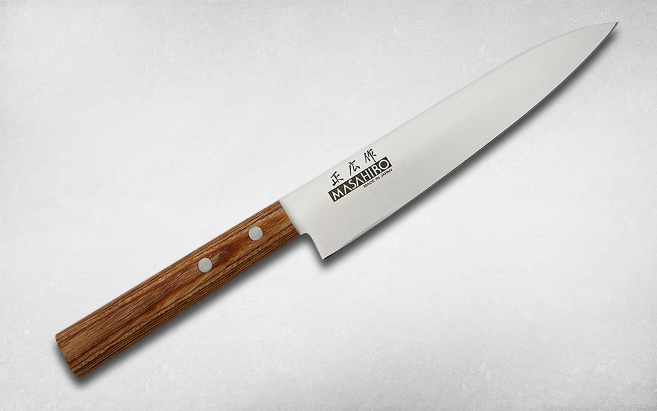Нож кухонный универсальный Sankei 150 мм, Masahiro, 35925, сталь AUS-8, стабилизированная древесина, коричневый