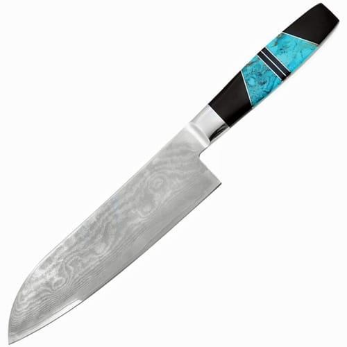 Поварской кухонный нож сантоку Santa Fe, 315 мм, сталь VG-10, рукоять черное дерево - фото 1