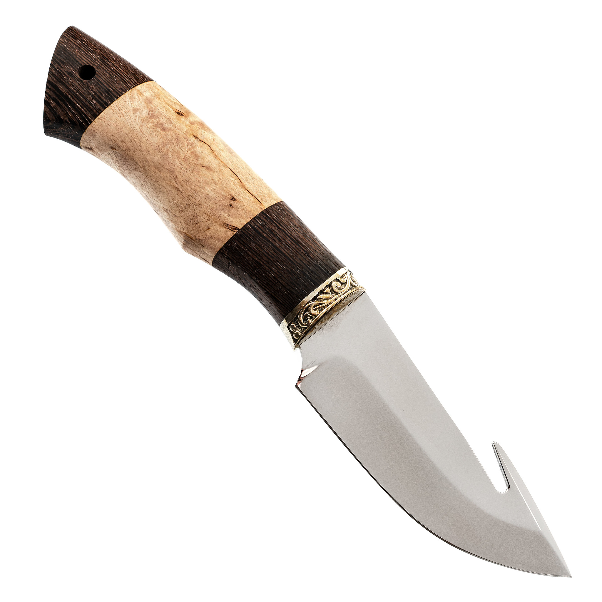 Нож Шкуросъемный с крюком, сталь 95Х18, рукоять карельская береза/венге - фото 3