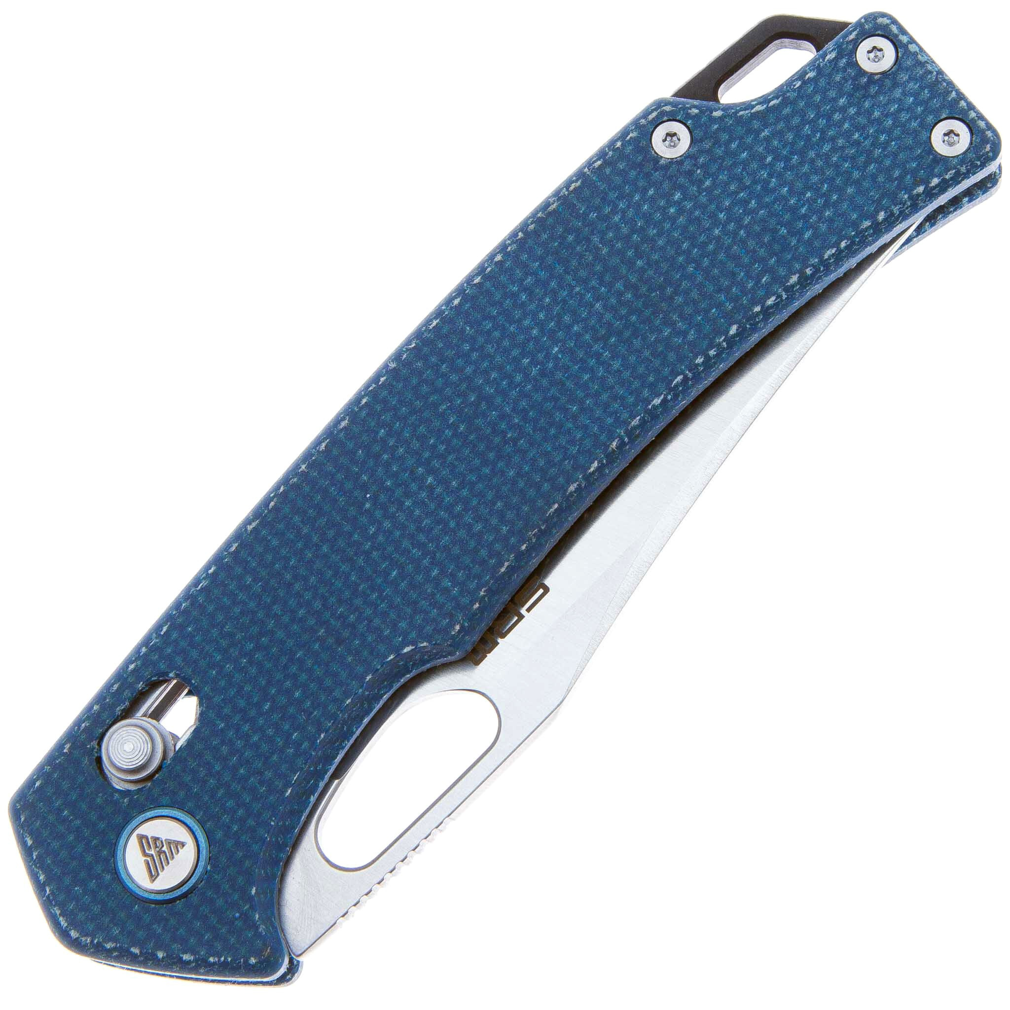 Складной нож SRM 9203-ME, сталь 10Cr15CoMoV, рукоять микарта, синий - фото 3