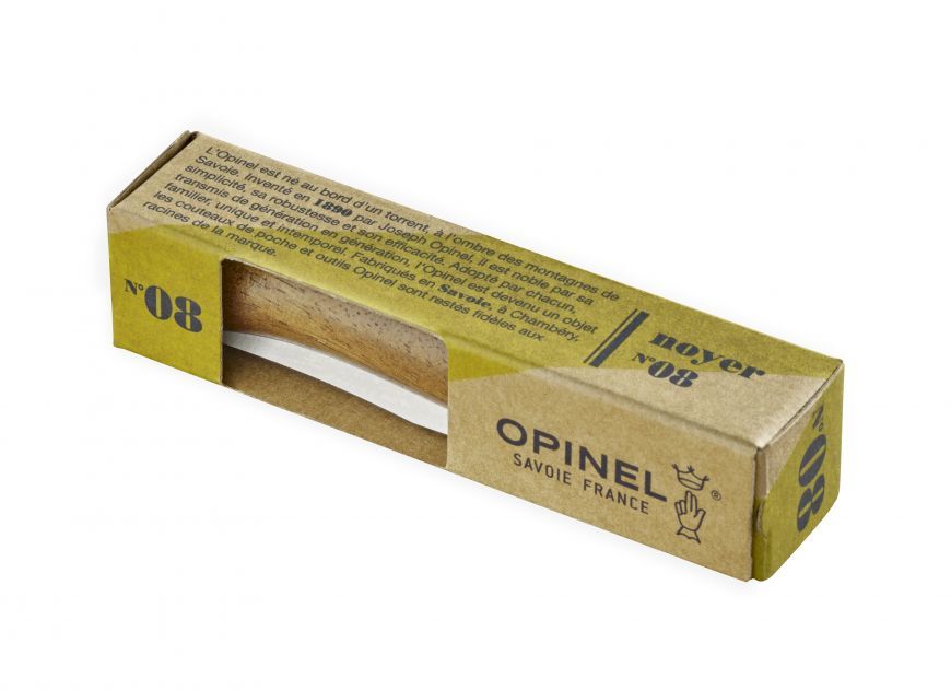 Нож складной Opinel №8 Walnut Tree, сталь Sandvik 12С27, рукоять орех, 002022, картонная коробка от Ножиков