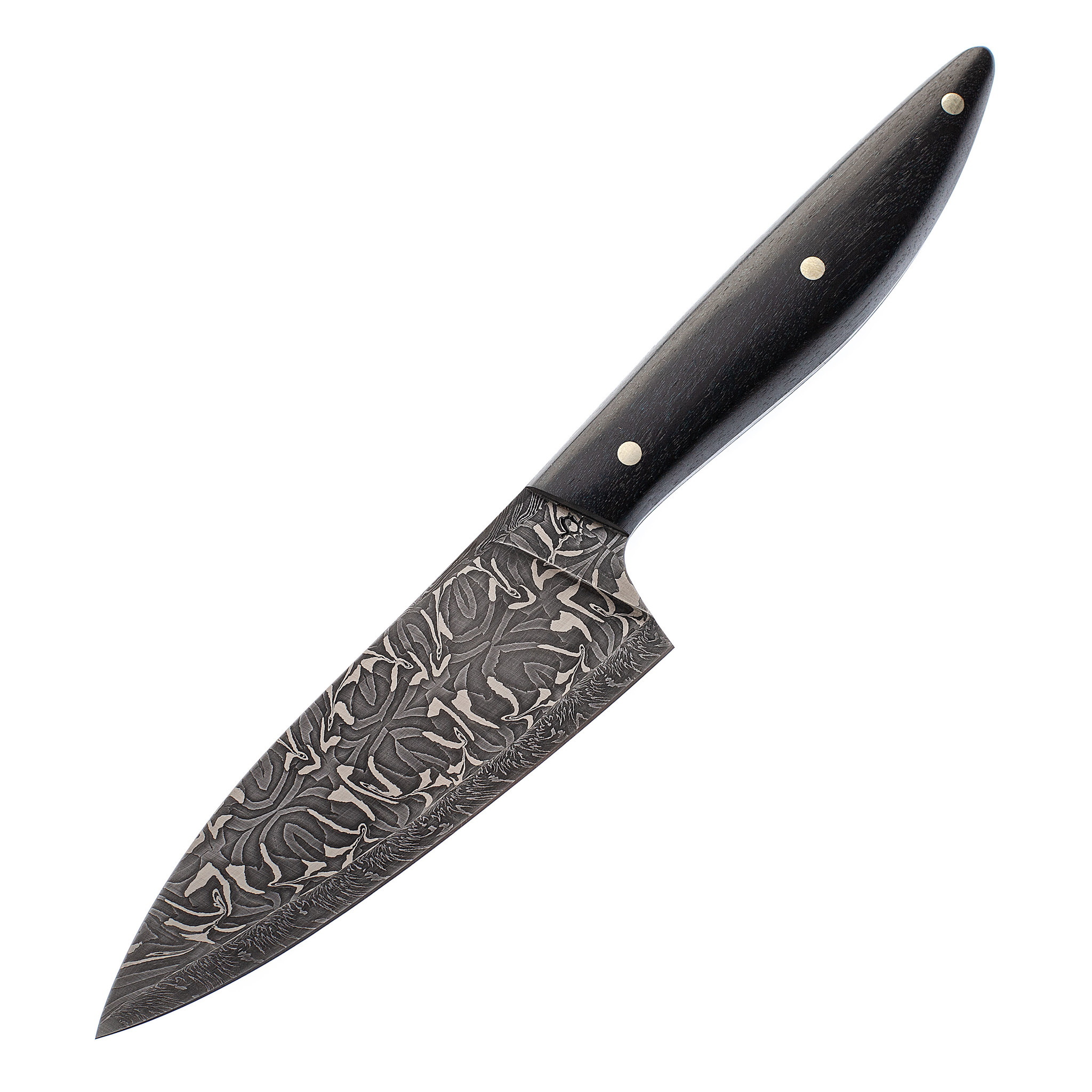 Авторский цельнометаллический нож Носорог , сталь мозаичный дамаск, рукоять граб