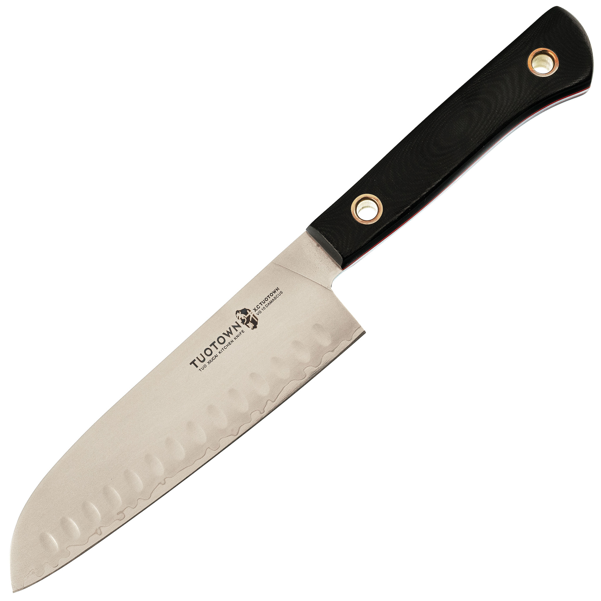 Кухонный нож Сантоку, сталь VG10, обкладка AUS8, G10