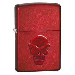 Фото Зажигалка ZIPPO Doom с покрытием Candy Apple Red, латунь/сталь, красная, глянцевая, 36x12x56 мм