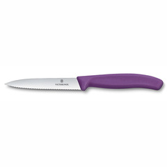 Фото Нож для овощей серрейтор Victorinox Swiss Classic 10 см, нержавеющая сталь, рукоять пластик, фиолетовый