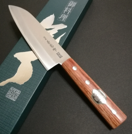 Нож кухонный Сантоку 165 мм, сталь Shirogami 2/SUS410, рукоять plywood